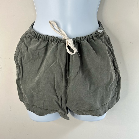 Aritzia Azure Skies Trope Shorts Chambray Drawstring Waist Army Green Size XXS - Picture 2 of 15